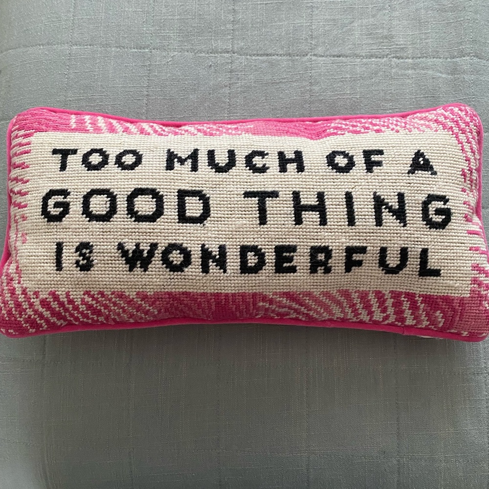 Too Much of a Good Thing Needlepoint Lumbar Pillow